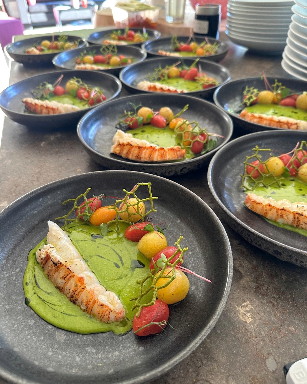 Hummergang mit grünem Püree beim Private Dining